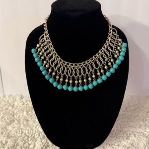 Elegant Turquoise Beaded Necklace makers mark Japan
